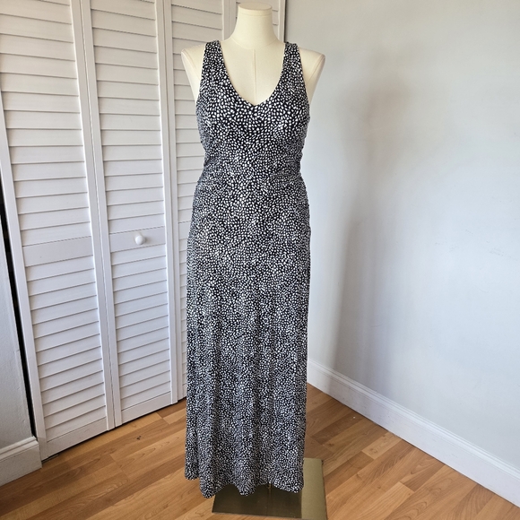 I.N.C. Black White Print Stretch Maxi Dress Size XL Sleeveless Boho Chic Resort - Picture 1 of 14